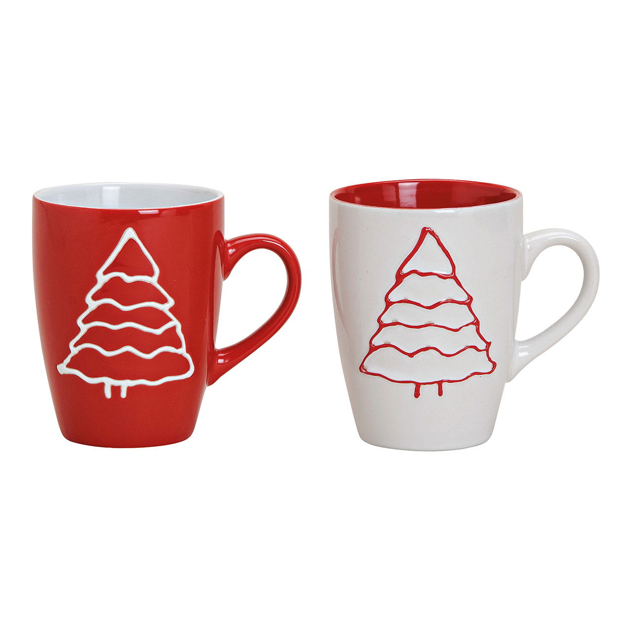 Mug Christmas tree motif ceramic red,white 2-fold,280ml (W/H/D) 11x10x8cm