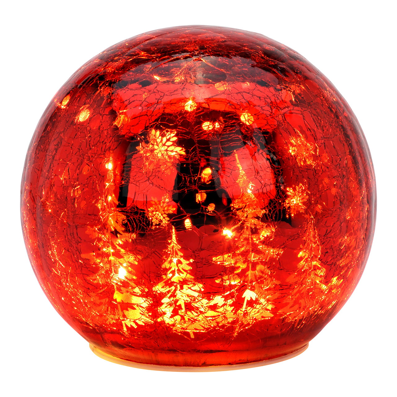 LED Kugel Crackle mit Timer Funktion aus Glas, Rot (B/H/T) 15x13x15cm (exkl. 3xAA) | 10044525