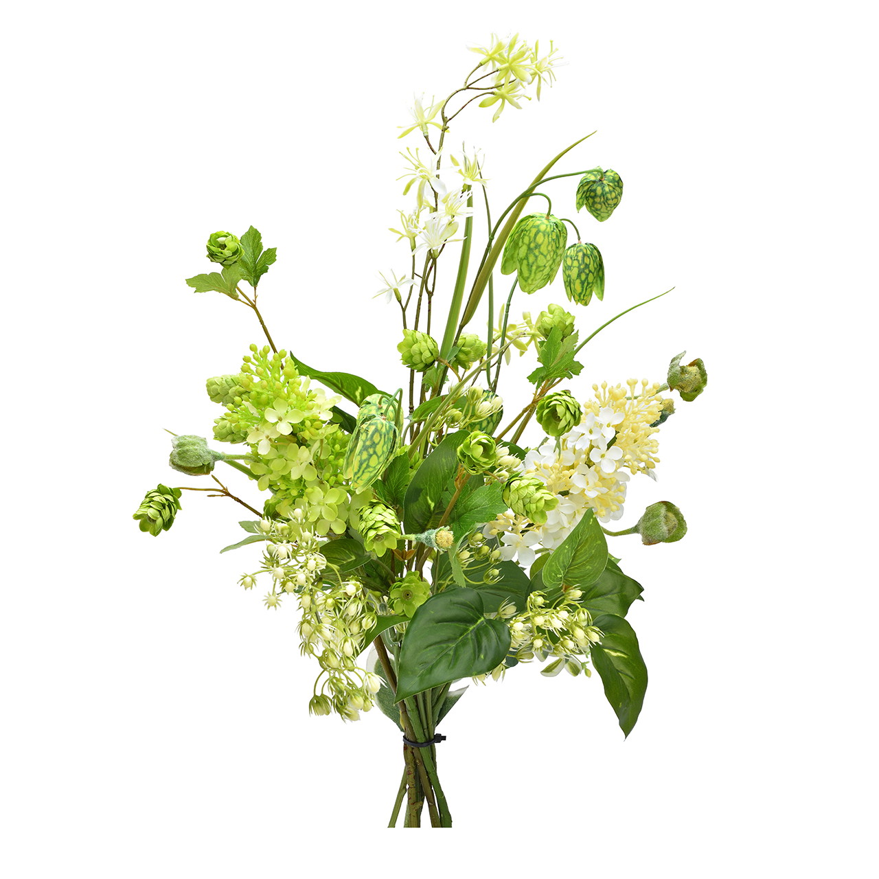 Blumenstrauß aus Kunststoff Flieder/Schachbrett Creme (B/H/T) 25x60x25cm Blumenstrauß, Grün, Blüten, Stängel, Grünes Muster