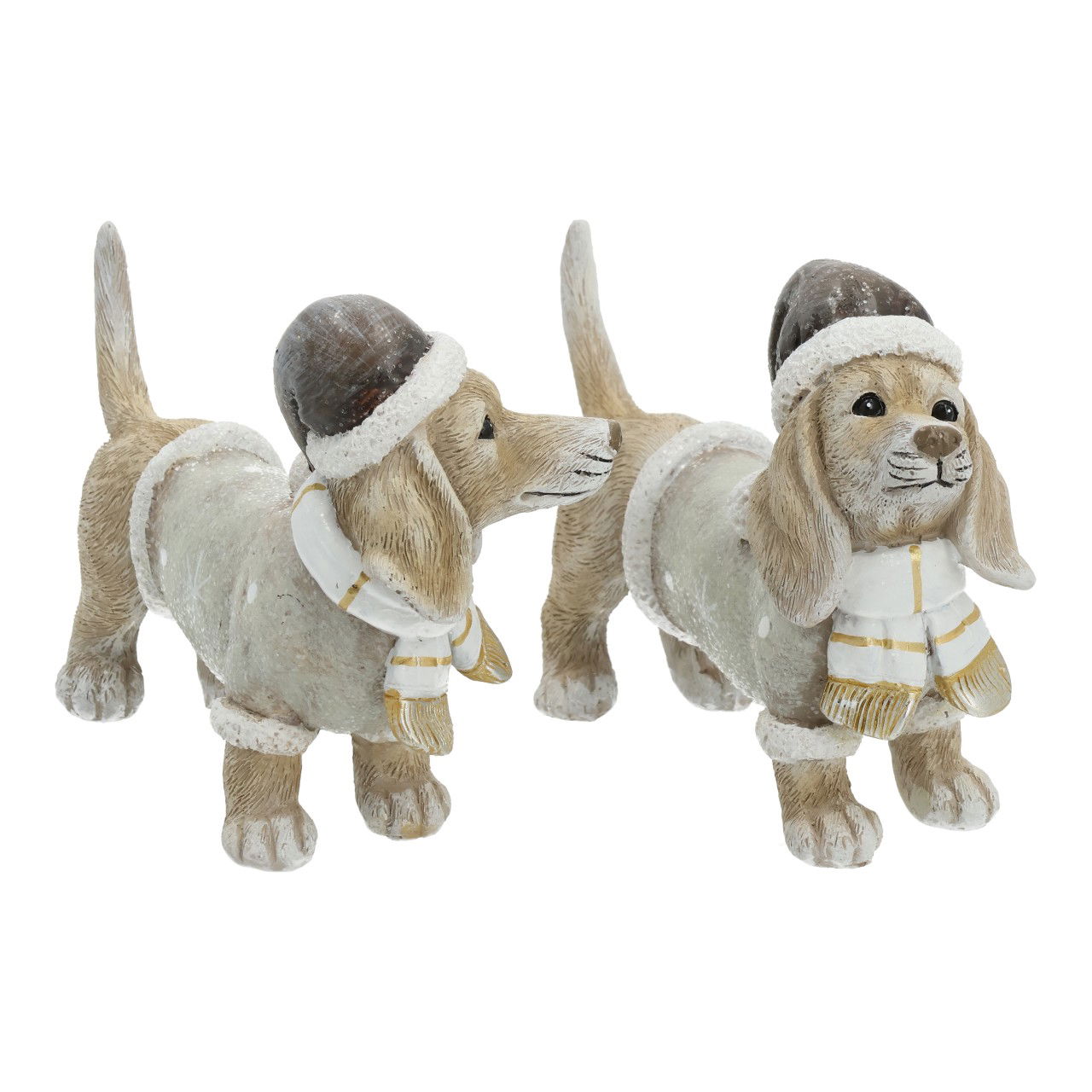 Perro con gorro de Navidad de polietileno Beige 2 surtidos (A/A/A) 13x9x5cm Plüsch, Spielzeug, Figur, Kunst, Kunsthandwerk