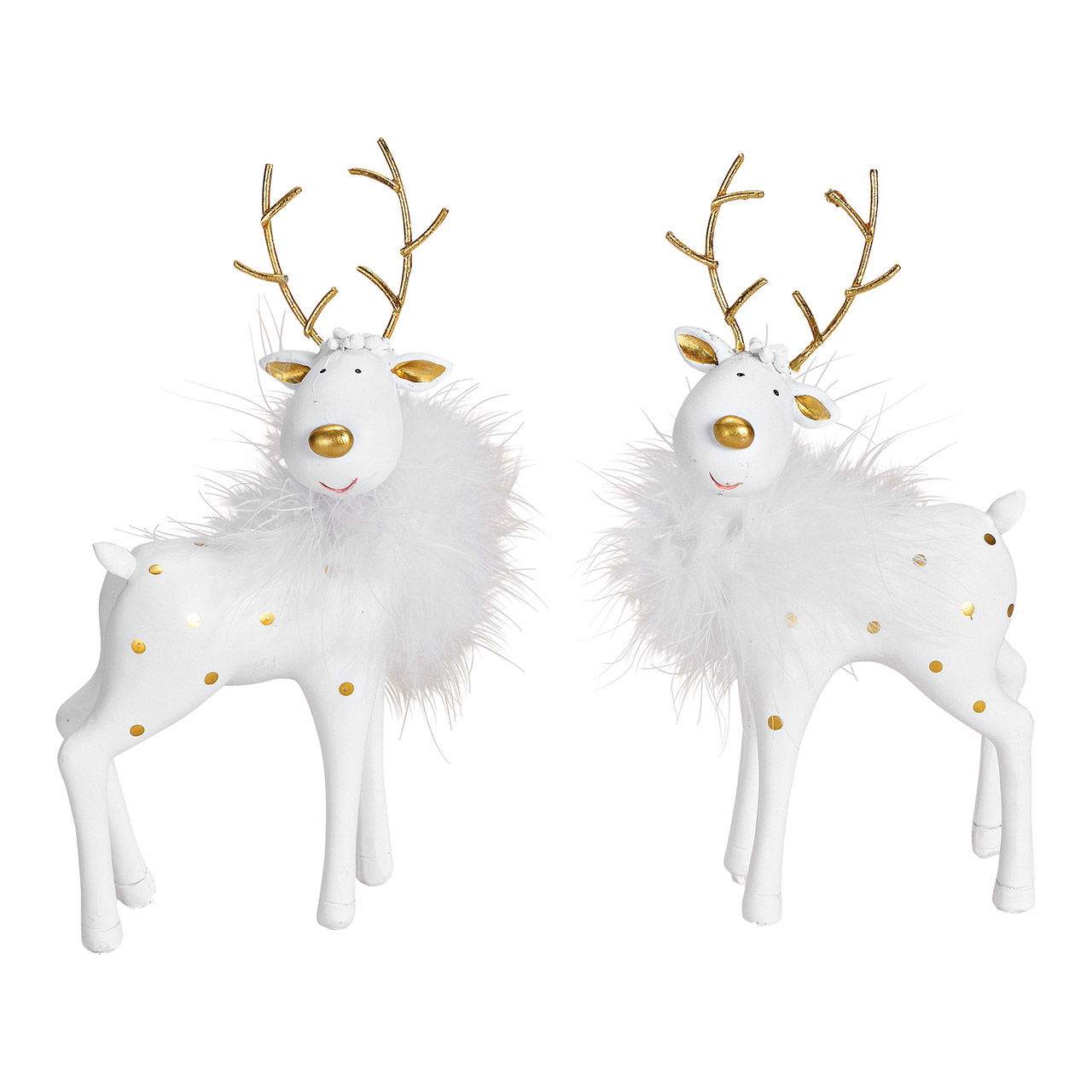 Moose with feather decor, play, white, 2 asst. 4x16x8cm