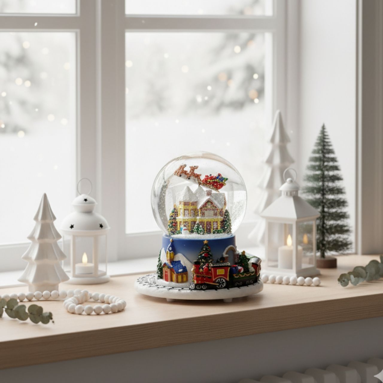 Spieluhr/Schneekugel Weihnachtszene Musik, beweglich Zug, aus Poly, Blau (B/H/T) 16x16x16cm Spieluhr/Schneekugel Weihnachtszene Musik, beweglich Zug, aus Poly, Blau (B/H/T) 16x16x16cm