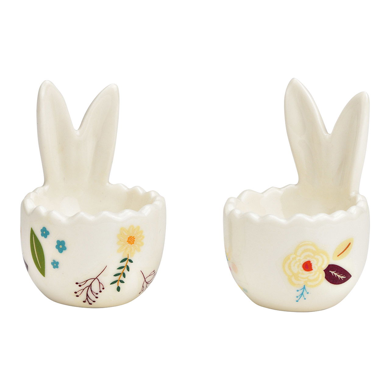 Porcelain egg cup flower decor, 2-fold, colorful (W/H/D) 5x7x5cm