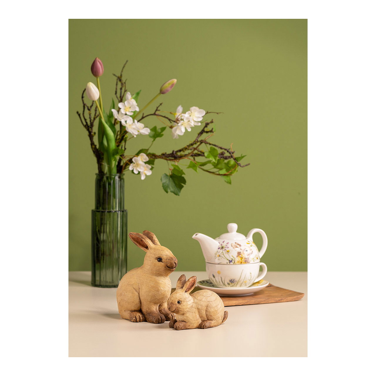 Juego de tetera de porcelana Bunny Decor Blanco Juego de 3, (A/H/D) 15x16x15cm 400ml/250ml