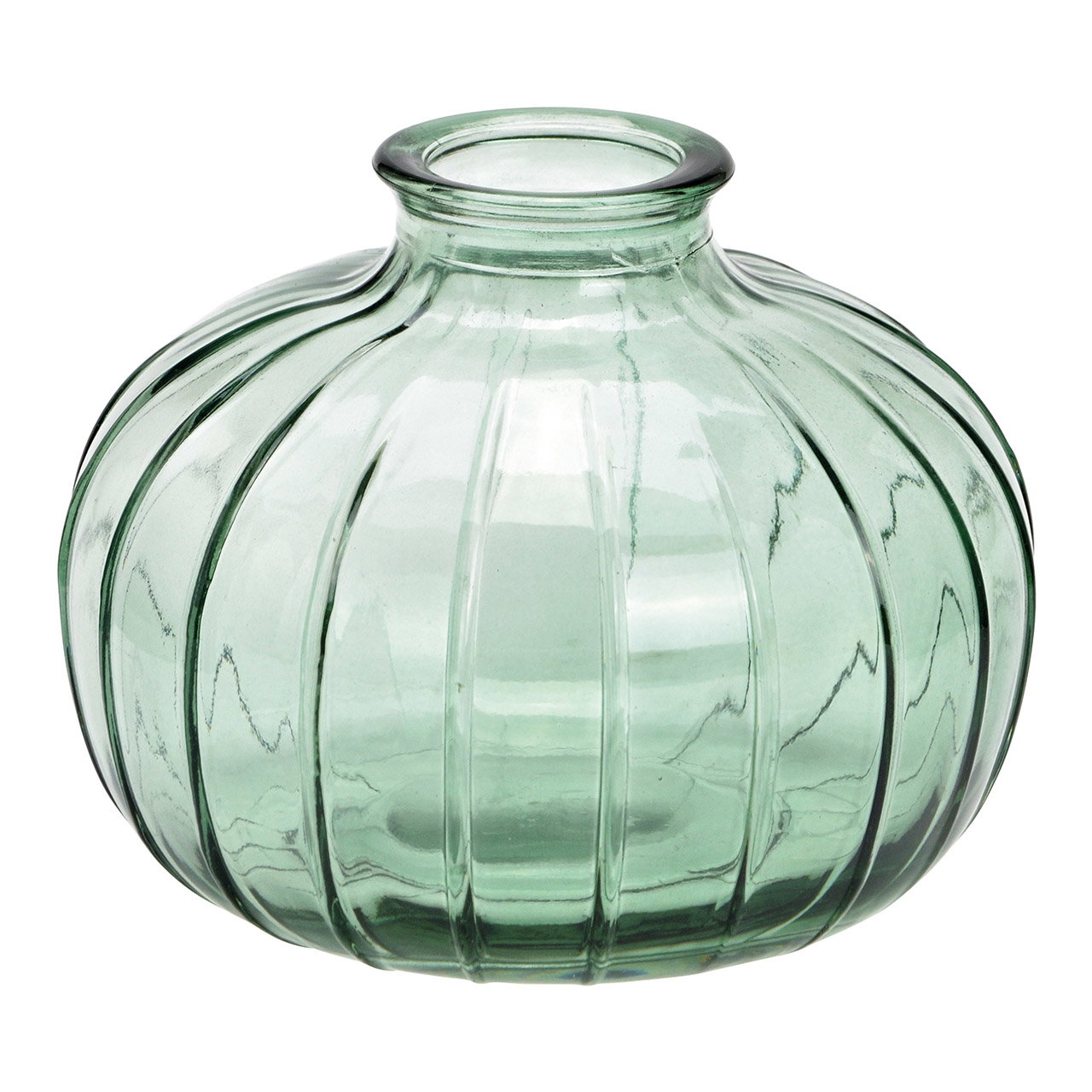 Groene glazen vaas (B/H/D) 11x9x11cm Groene glazen vaas (B/H/D) 11x9x11cm