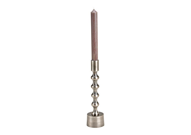 Kerzenhalter aus Metall metallic Grau (B/H/T) 6x23x6cm