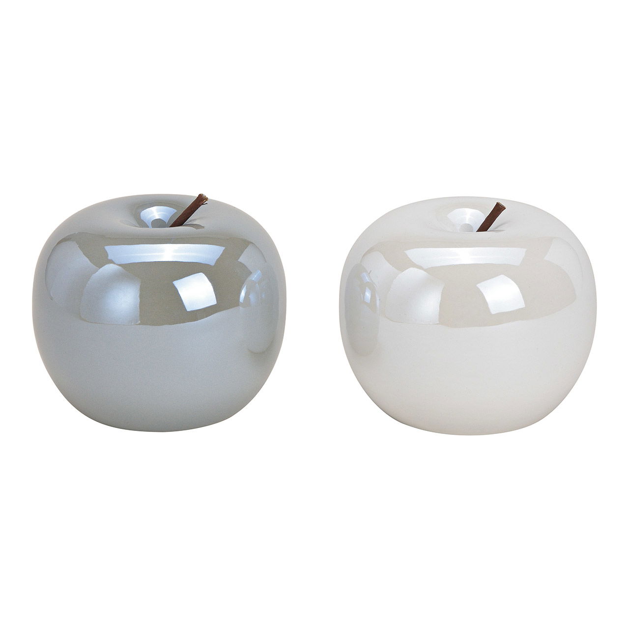 Apple made of ceramic white, gray 2 asst, (w / h / d) 13x13x13cm