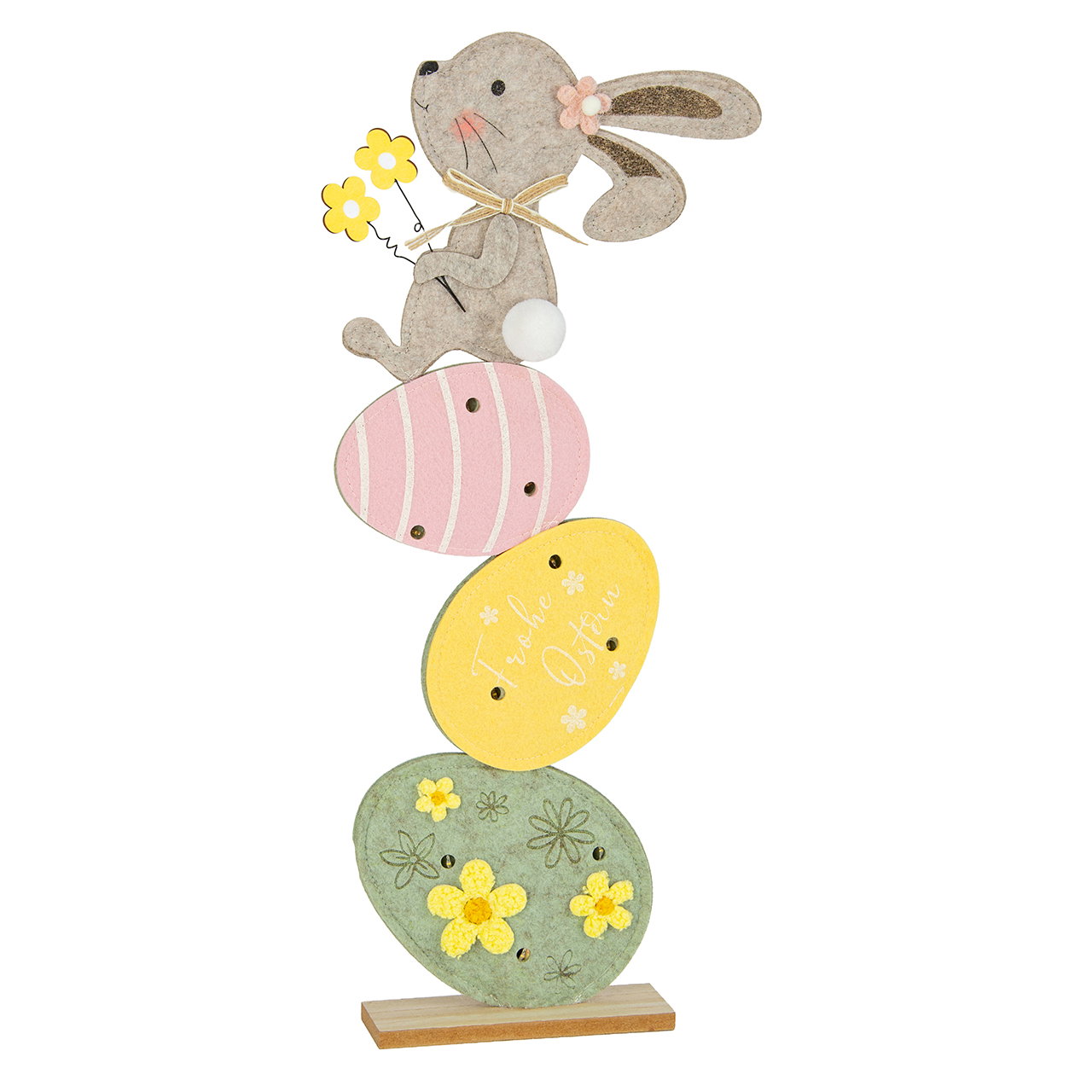 Osterhase, Dekofigur, Holzkonstruktion, Bunte Ostereier, Dekoaufsteller