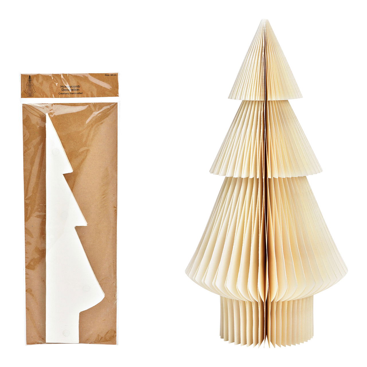 Honeycomb fir tree made of paper/cardboard white (W/H/D) 20x38x20cm