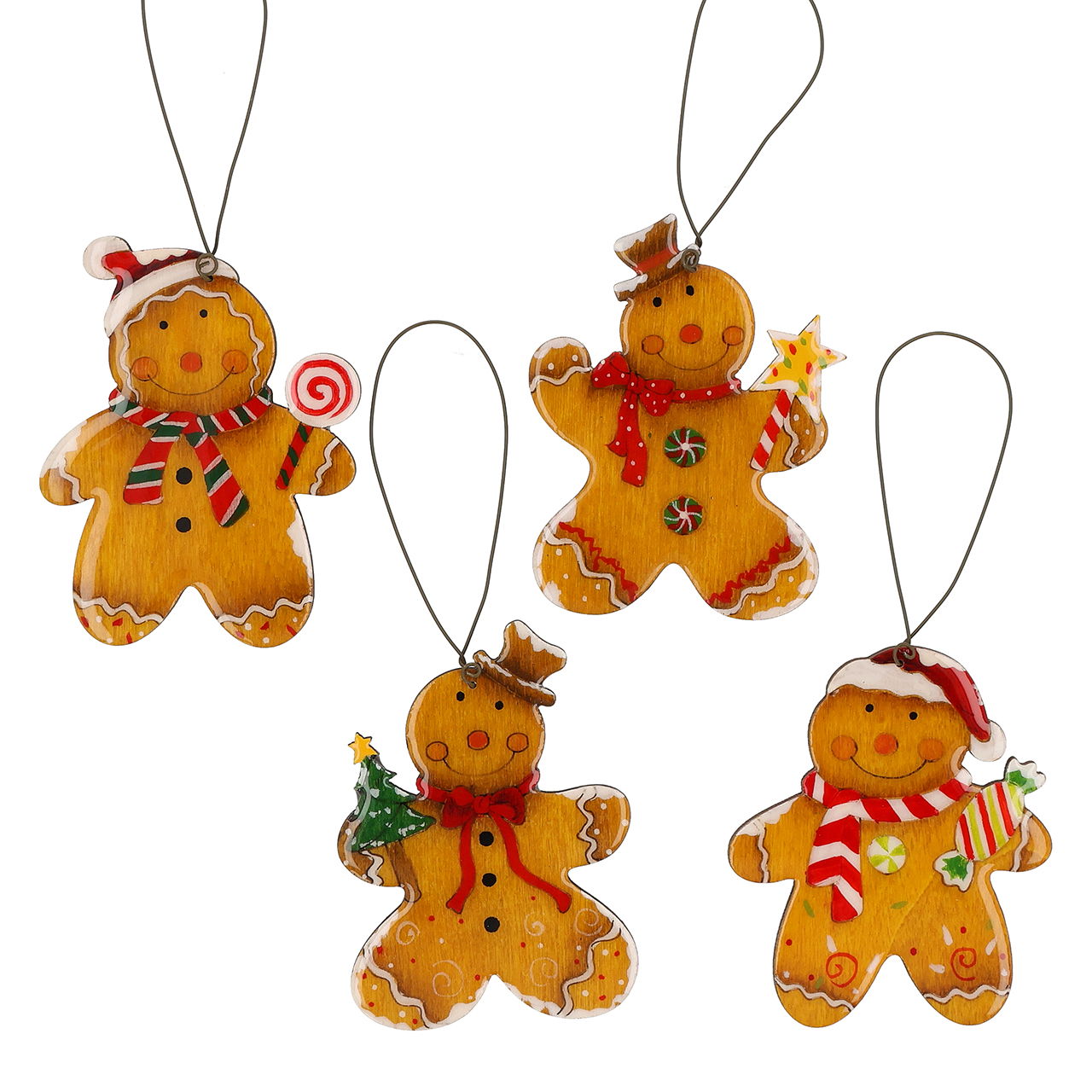 Hänger Lebkuchen aus Holz Bunt 4-fach sortiert (B/H/T) 6x7x0.5cm auf Baumständer 23x37x20cm Süßigkeiten, Plätzchen, Baby, Person, Zubehör