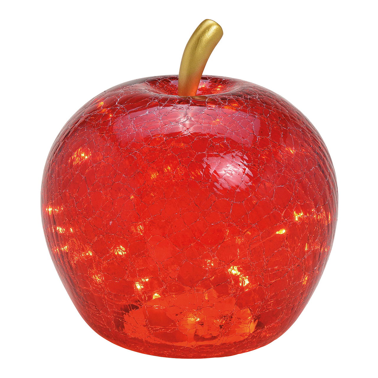 Apple with 30 LEDs, with timer, made of red glass (W/H/D) 22x24x22cm