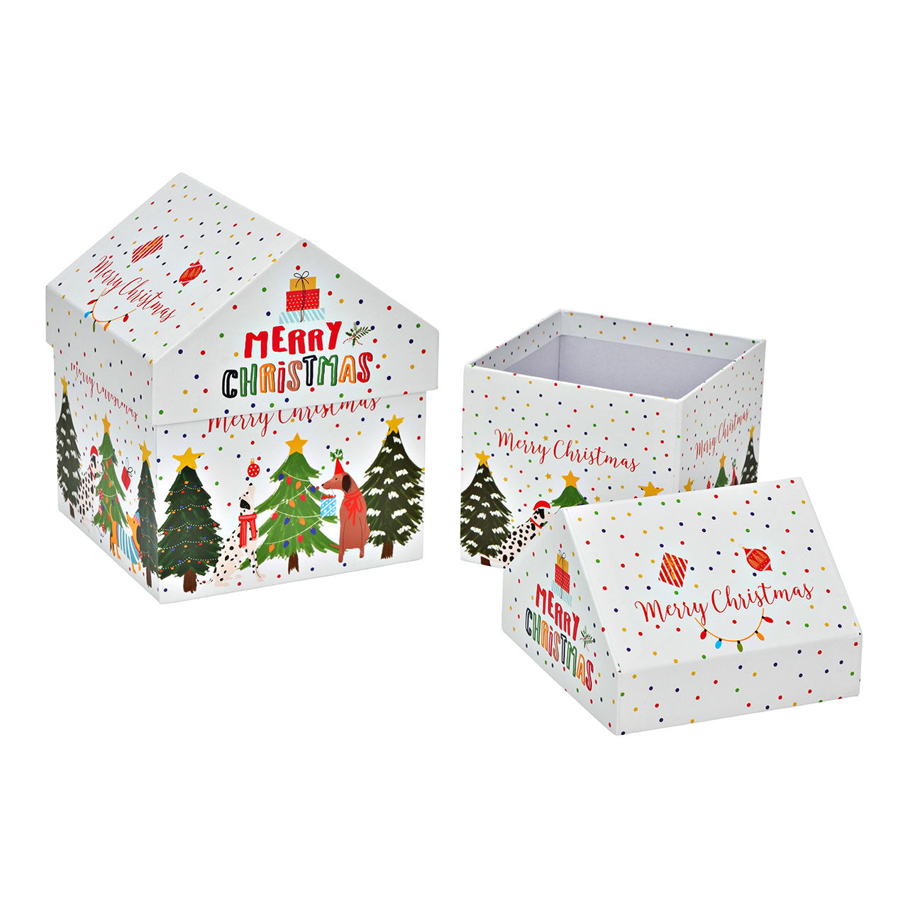 Scatola regalo in carta/cartone, set di 2, bianco (L/A/D) 15x18x15cm