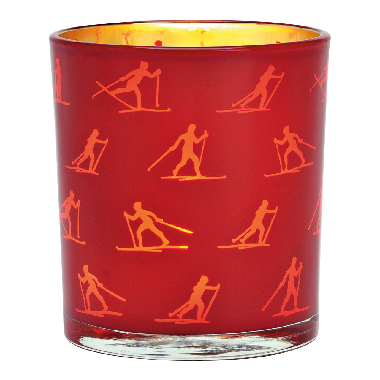 Windlicht Skimotive aus Glas rot (B/H/T) 9x10x9cm