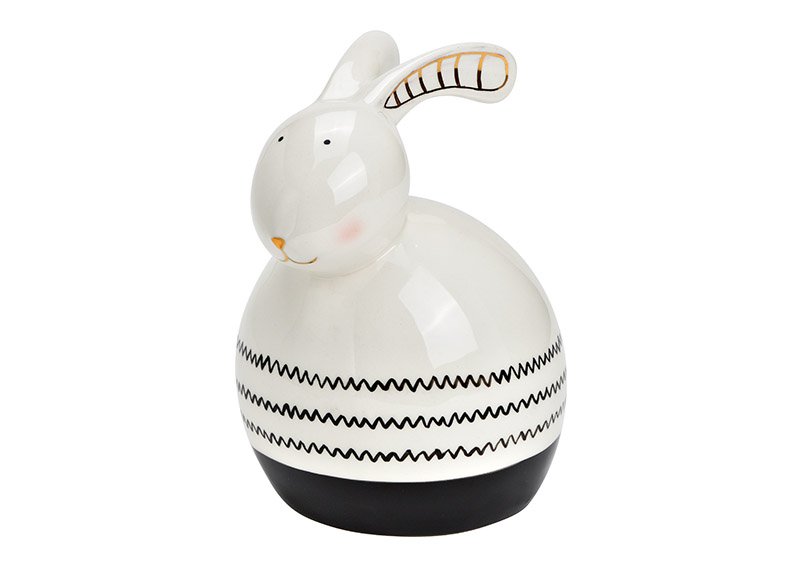 Bunny ceramic white, black, gold (W/H/D) 11x16x11cm