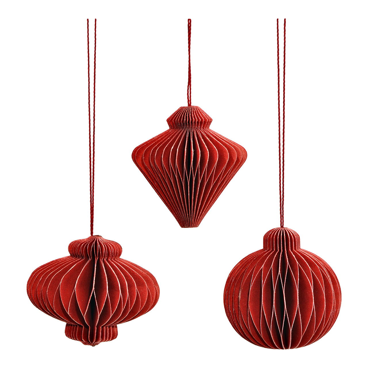 Hänger Honeycomb aus Papier/Pappe, 6er Set, Dunkelrot Ø4cm (B/H/T) 10x13x4cm