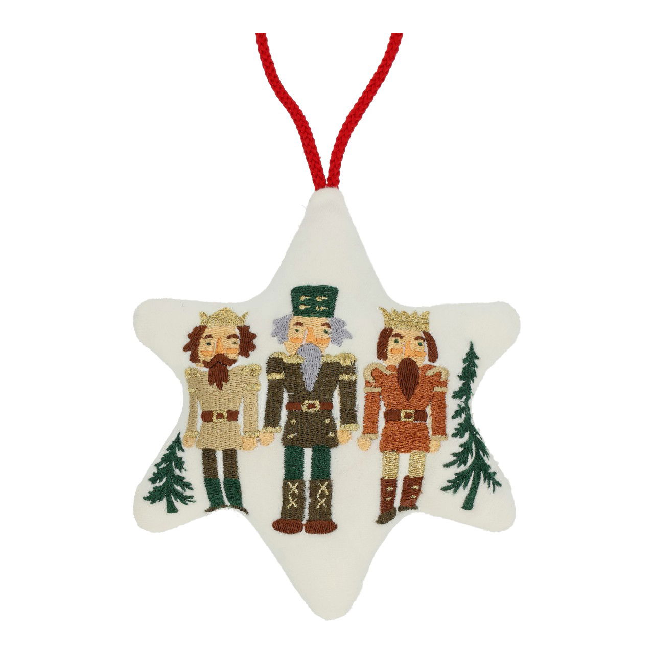 Cascanueces estrella colgante de tela blanca (A/A/P) 15x17x6cm Zubehor, Person, Ornament