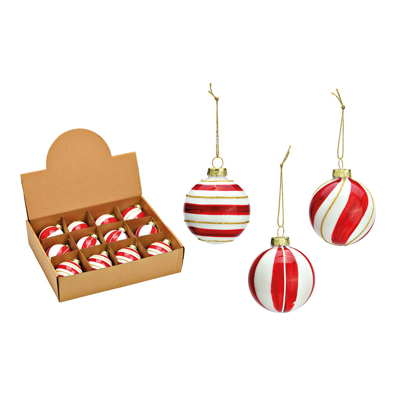 Weihnachtskugel aus Glas, 3-fach, Rot Ø6cm Weihnachtskugel aus Glas, 3-fach, Rot Ø6cm