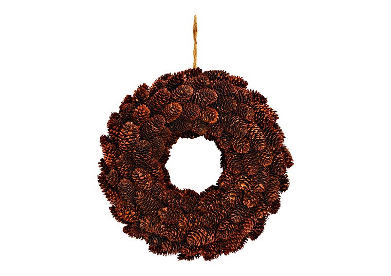Wreath, pine cones made of natural material brown (W / H / D) 28x28x8cm