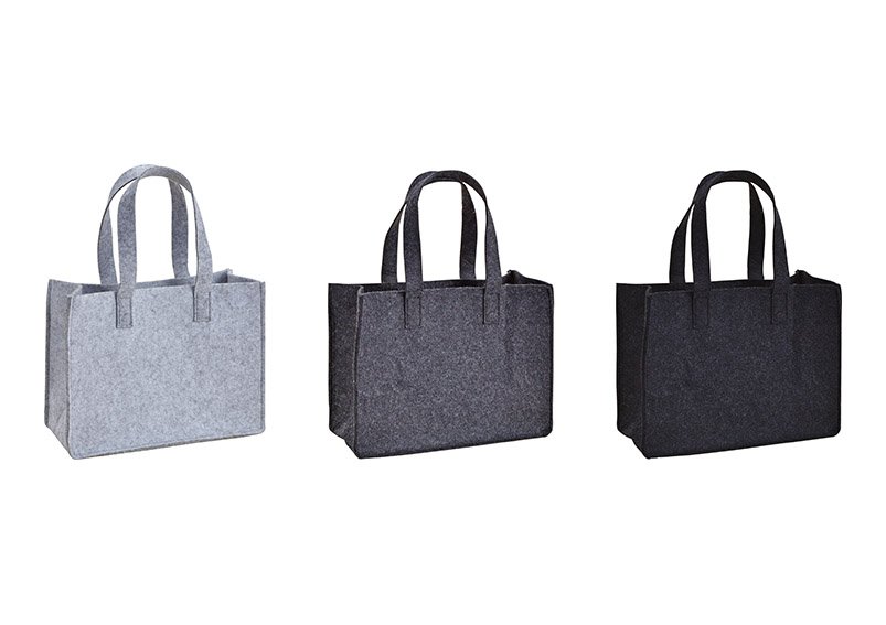Bag with handles felt grey 3-asst. 35x27x15cm