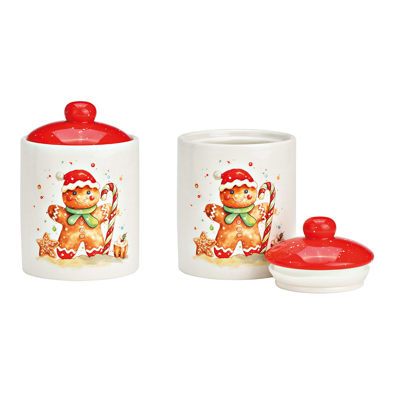 Dose Lebkuchenfigur aus Keramik rot (B/H/T) 10x14x10cm Porzellan, Töpferei, Tasse, Mittagessen, Glas