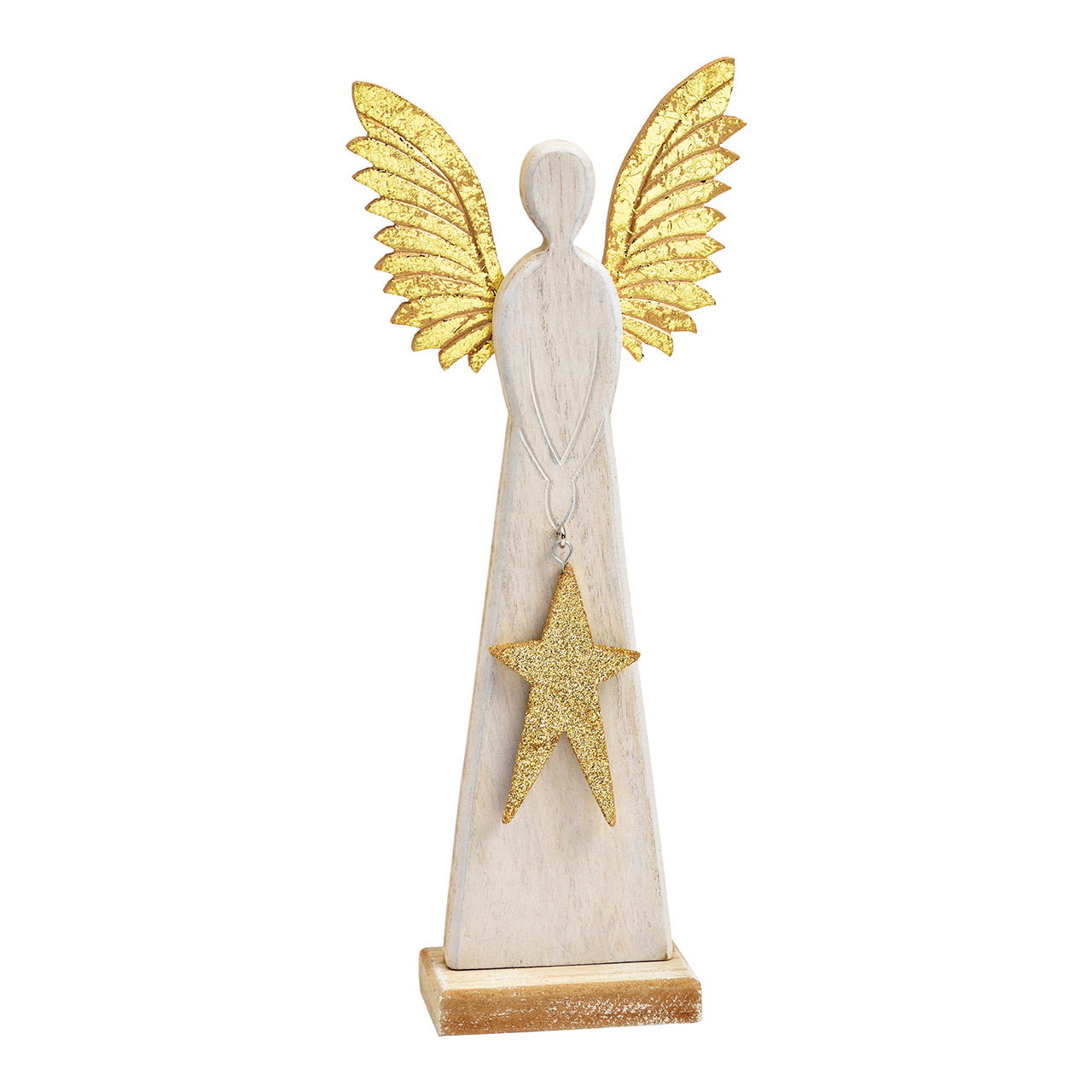 Porta angeli in legno bianco (L/H/D) 10x26x4cm