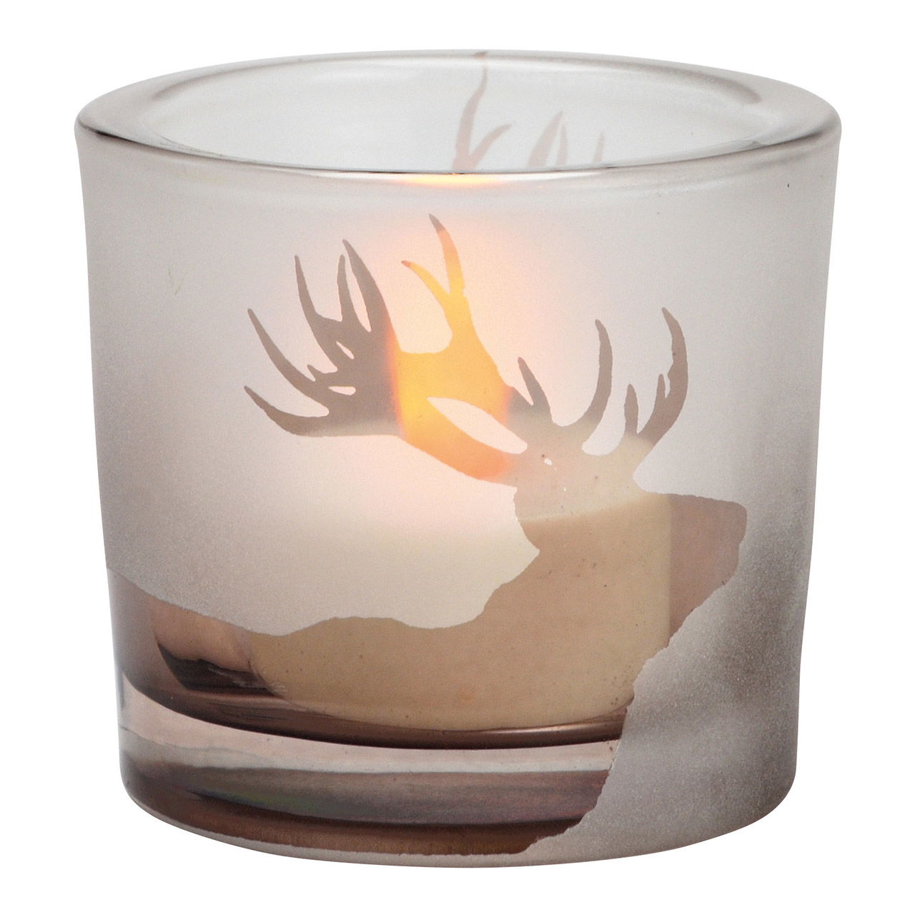 Wind light tea light holder deer decor, made of transparent glass (W/H/D) 6x6x6cm