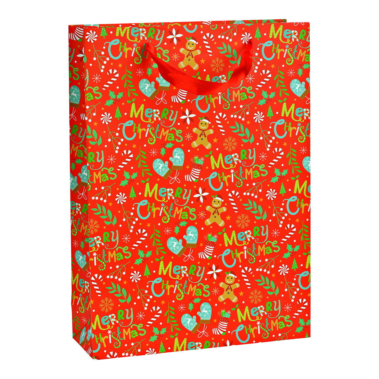 Gift bag Christmas decor made of paper/cardboard, red (W/H/D) 25x34x8cm