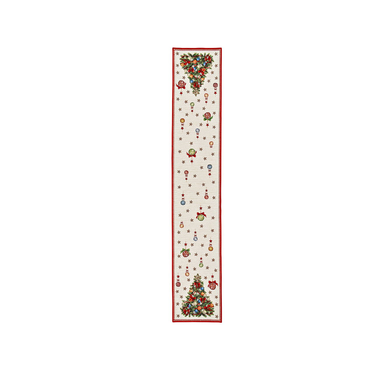 Chemin de table Décor Sapin de Noël en textile, beige/rouge (L/H) 183x33cm Chemin de table Décor Sapin de Noël en textile, beige/rouge (L/H) 183x33cm