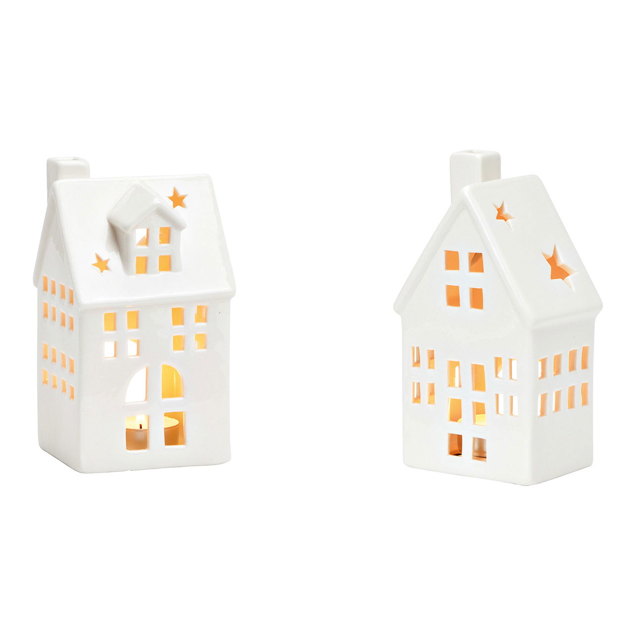 Teelichthaus aus Porzellan, 2-fach, Weiß (B/H/T) 8x16x7cm Teelichthaus aus Porzellan, 2-fach, Weiß (B/H/T) 8x16x7cm