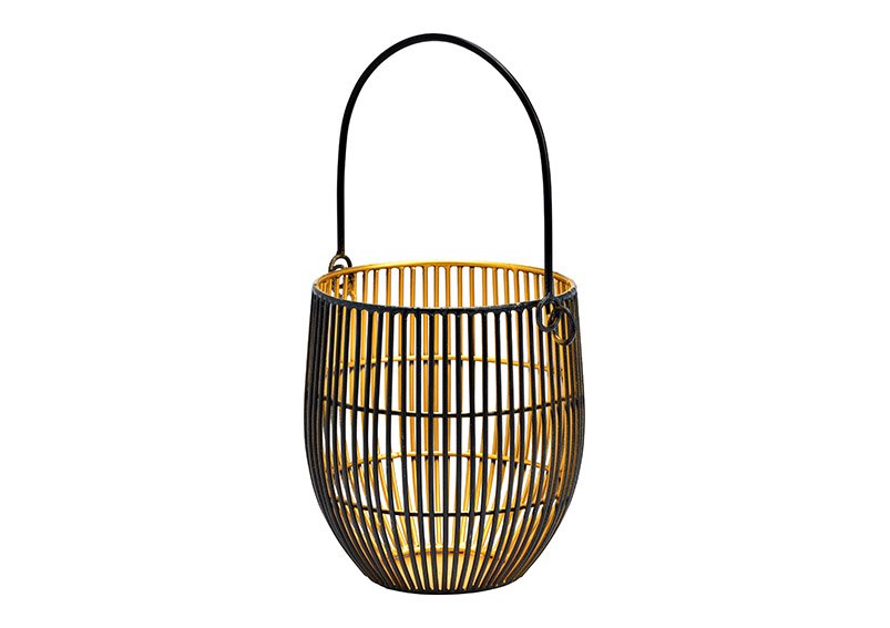 Metal lantern black, gold (W/H/D) 13x15x13cm