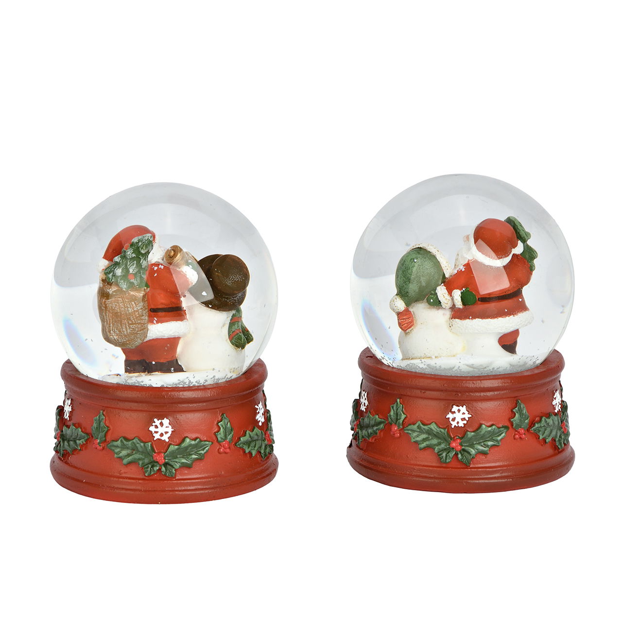 Schneekugel Weihnachtsmann aus Poly/Glas Bunt 2-fach sortiert (B/H/T) 7x9x7cm Kunst, Porzellan, Töpferei, Figur