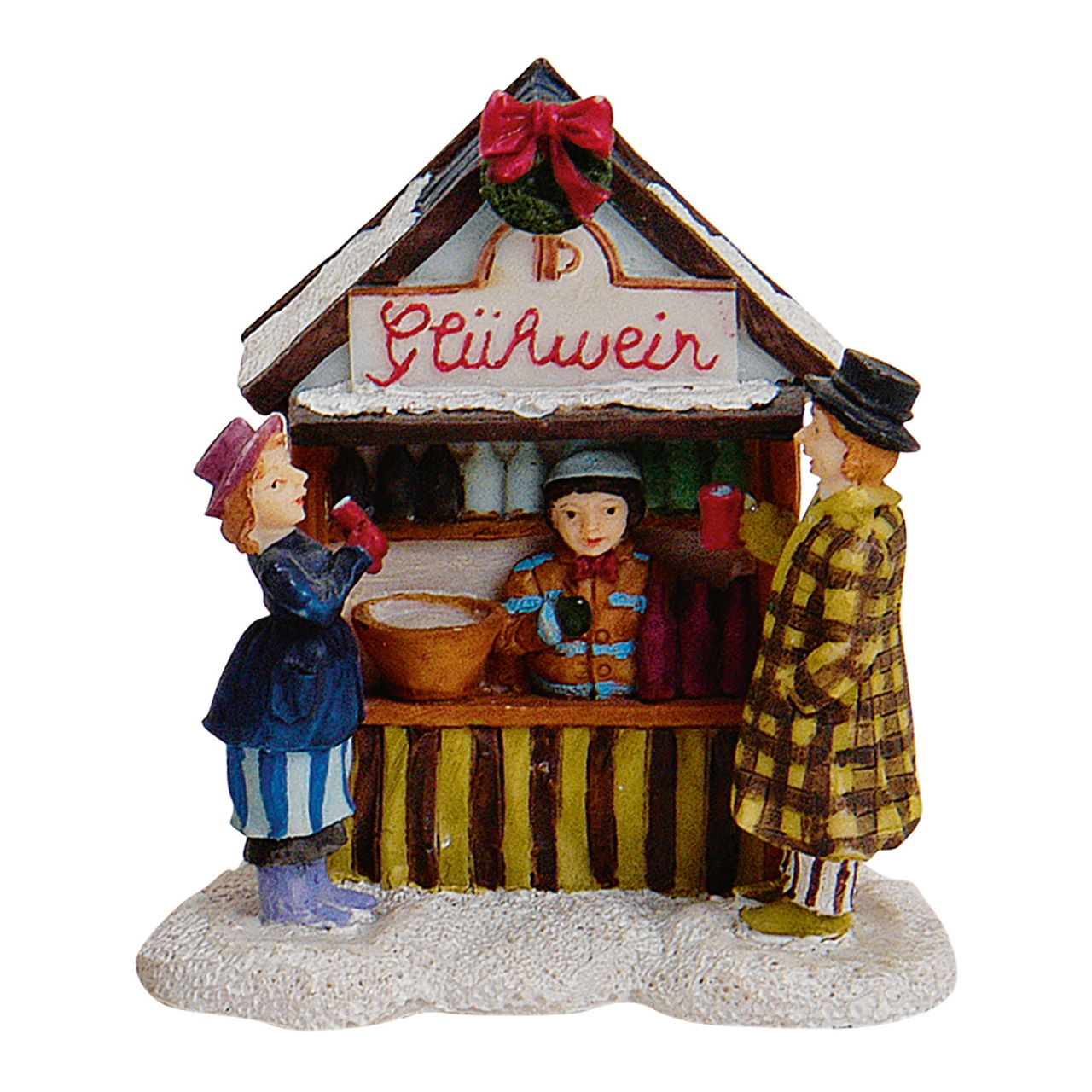Miniatur Weihnachtsfiguren Glühweinstand aus Poly (B/H/T) 6x8x5 cm Person, Essen, Süßigkeiten, Figur