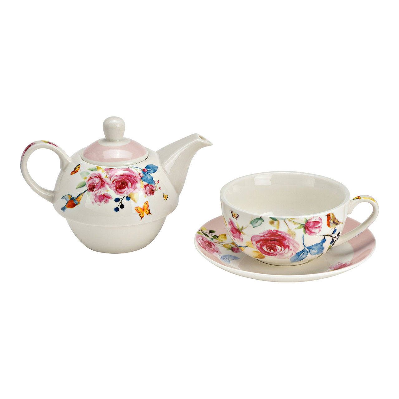 Theepot set rozen decor set van 3, gemaakt van porselein roze (B/H/D) 15x16x15cm 400ml/250ml Theepot set rozen decor set van 3, gemaakt van porselein roze (B/H/D) 15x16x15cm 400ml/250ml