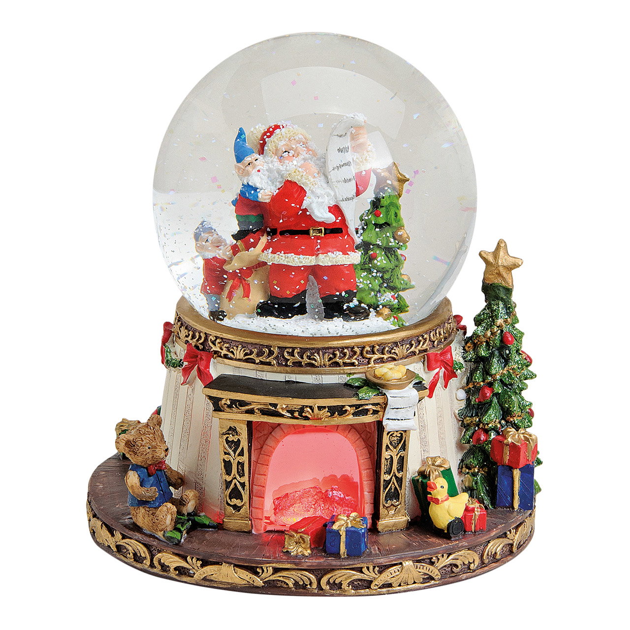 Reloj musical/esfera de nieve Música de Papá Noel (A/A/P) 16x19x16 cm weihnachtsdekoration, schneekugel, santa, figuren, kamin