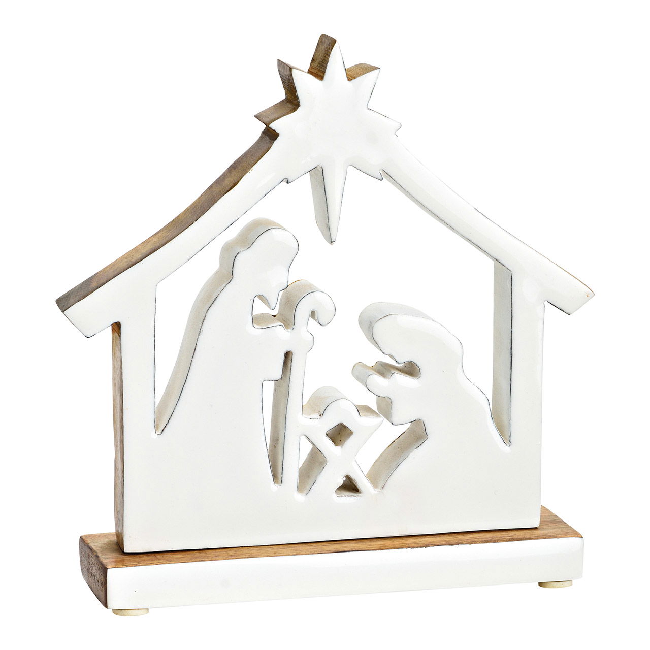 Alzata per presepe in legno di mango bianco (L/H/D) 17x20x5cm