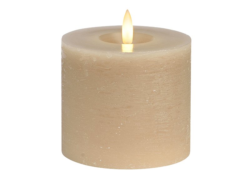 Candle LED beige, flickering light, exclusive 3xAA made of wax (W/H/D) 10x9x10cm
