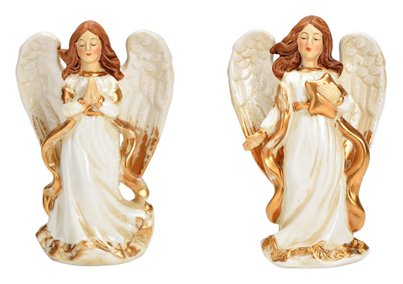 Angeli di porcellana bianca set di 2, (w/h/d) 7x11x5cm
