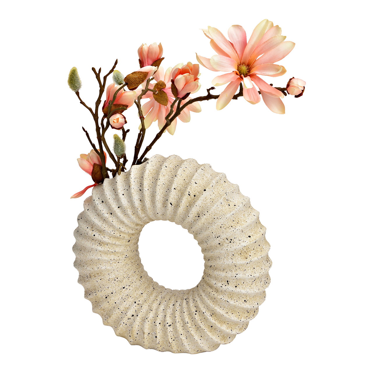 Jarrón de cerámica, blanco (A/A/P) 25x23x9cm Blume, Blumen-Arrangement, Pflanze, Leben im Meer, Muschel