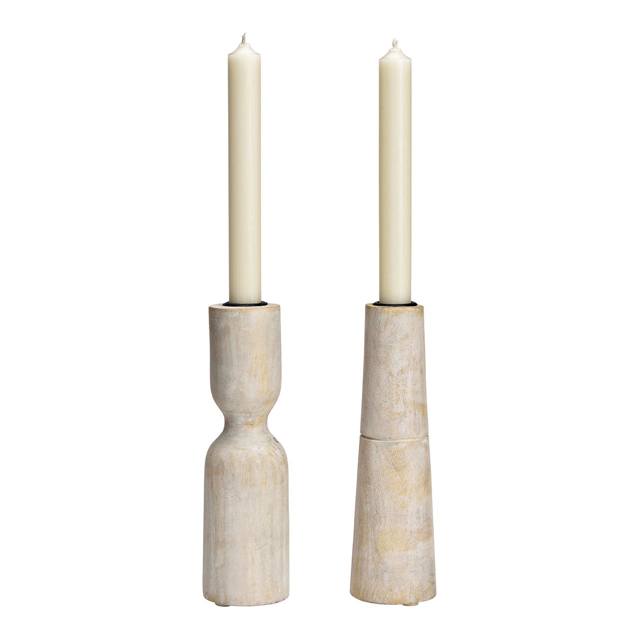 Candle holder mango wood white 2-fold, (W/H/D) 6x20x6cm