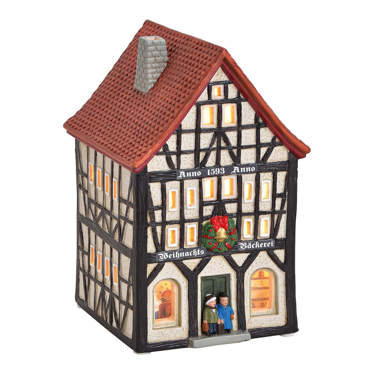 Maison lumineuse Anno 1593 Boulangerie de Noël en porcelaine Coloré (L/H/P) 10x17x11cm