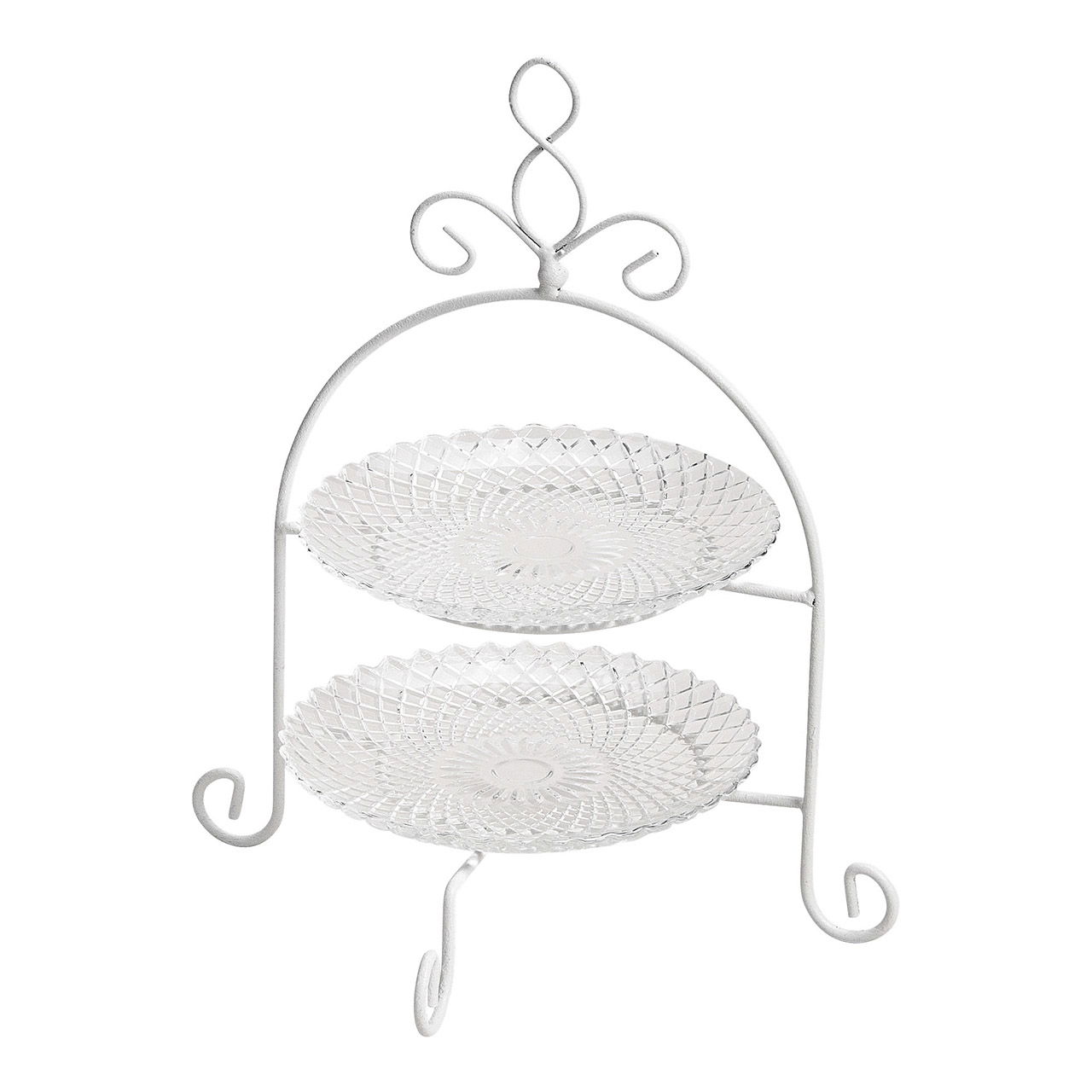 Etagere a 2 piani con motivo a diamante in vetro e metallo Trasparente (L/H/D) 22x28x22cm Etagere a 2 piani con motivo a diamante in vetro e metallo Trasparente (L/H/D) 22x28x22cm
