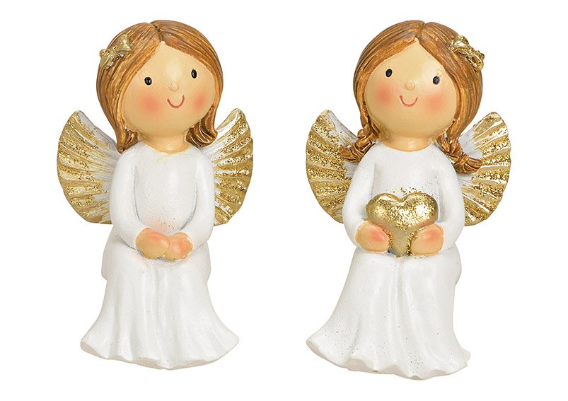 Edge stool angel made of poly white double, (w / h / d) 5x8x4cm