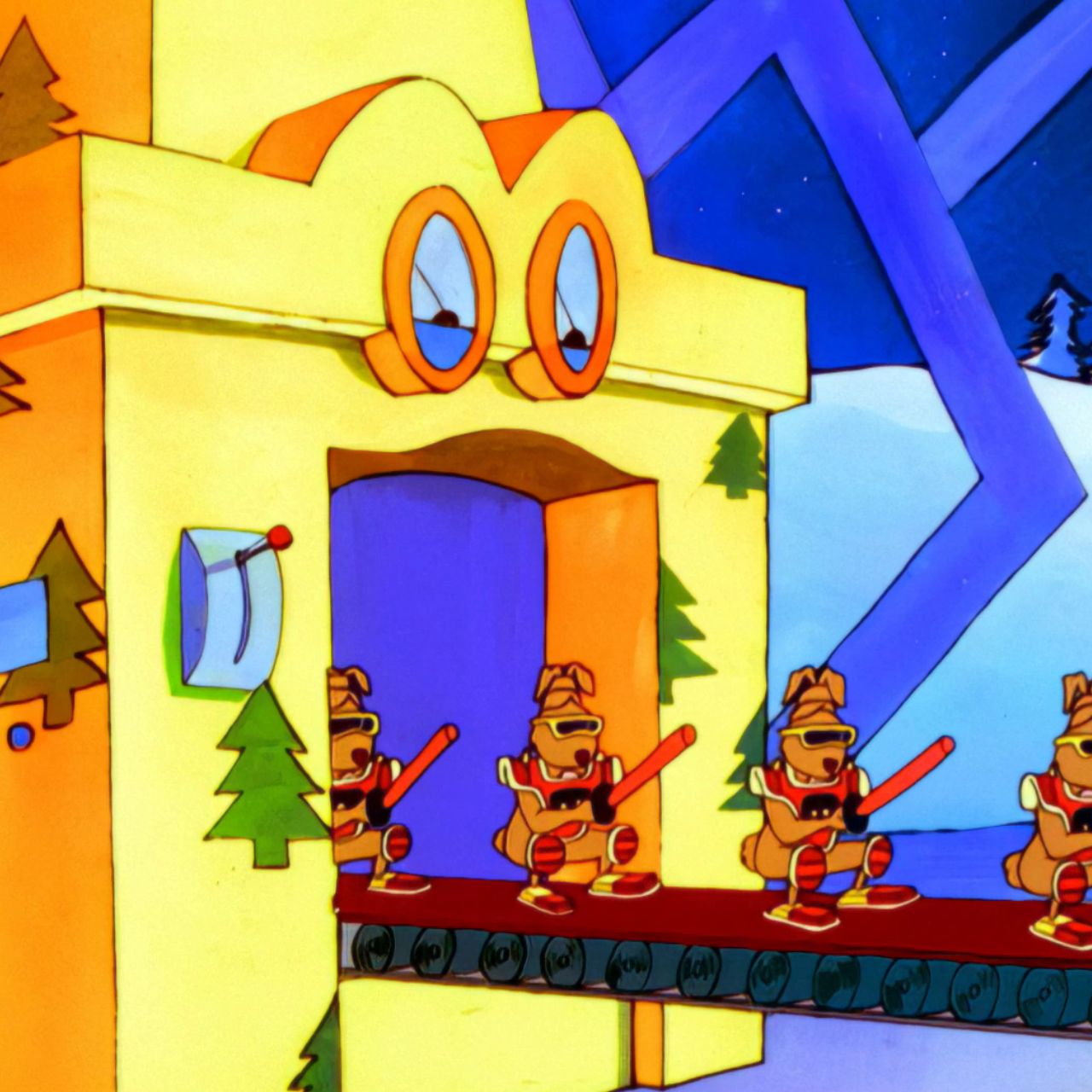 figurines, animated, snowy, roller, construction