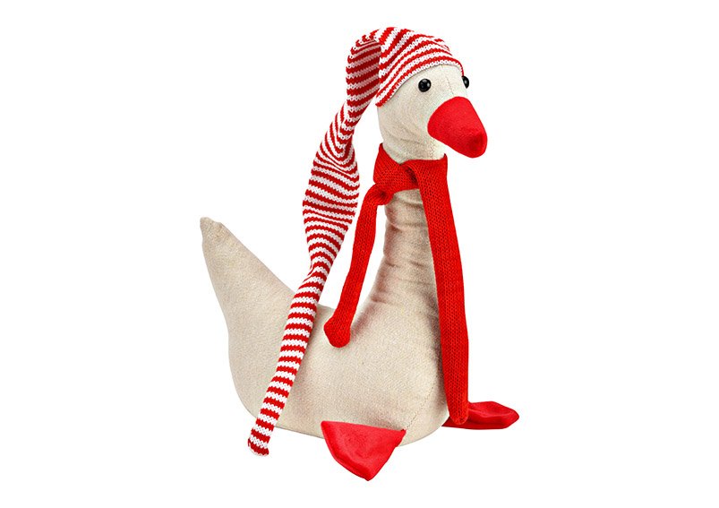 Christmas goose made of textile red, white, beige (W/H/D) 22x30x11cm