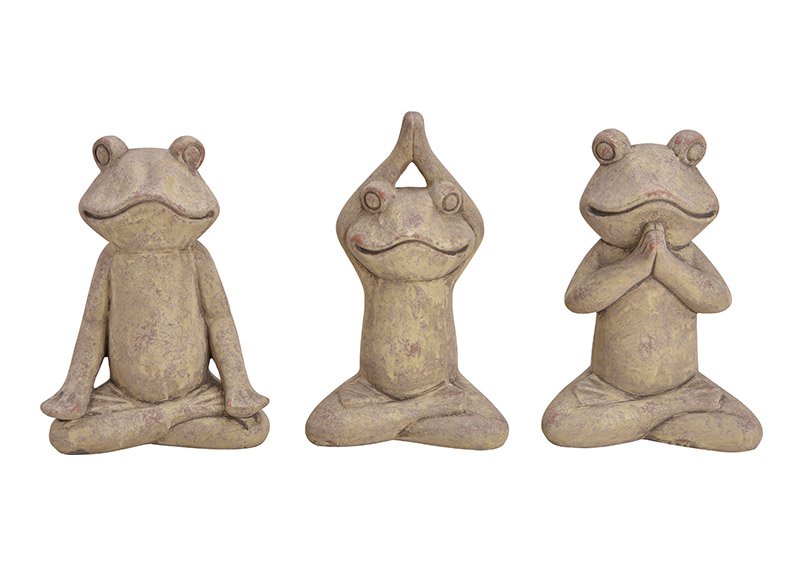 Yoga frog clay brown 3-asst. 20x29x13cm