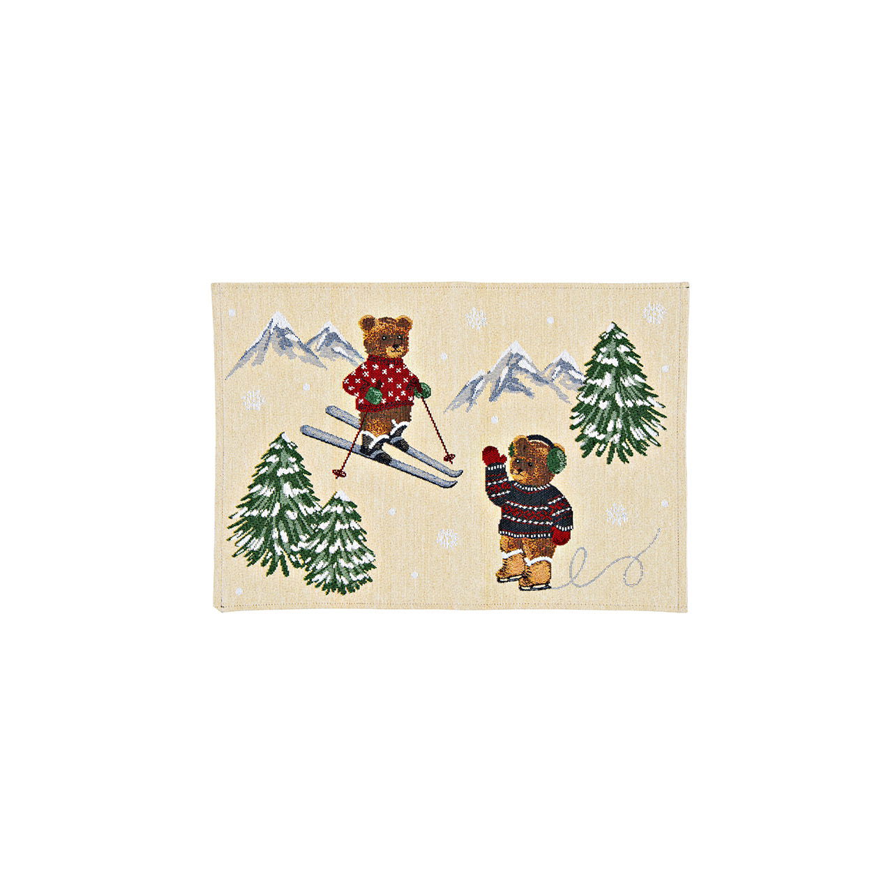 Tovaglietta decorativa con orso invernale in tessuto, beige/rosso (L/H) 48x33cm Tovaglietta decorativa con orso invernale in tessuto, beige/rosso (L/H) 48x33cm