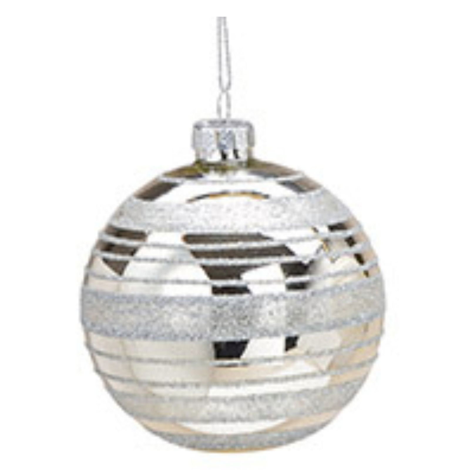 Weihnachtskugel aus Glas, 4-fach, Weiß/Silber Ø8cm Zubehör, Schmuck, Medaillon, Anhänger