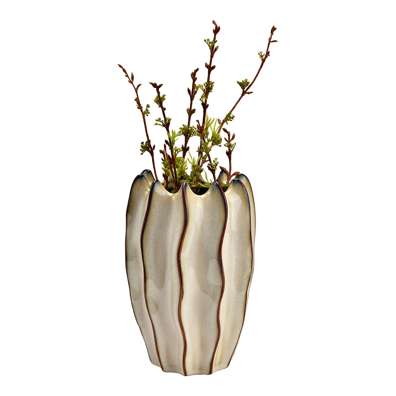 Vase aus Keramik beige (B/H/T) 15x21x15cm