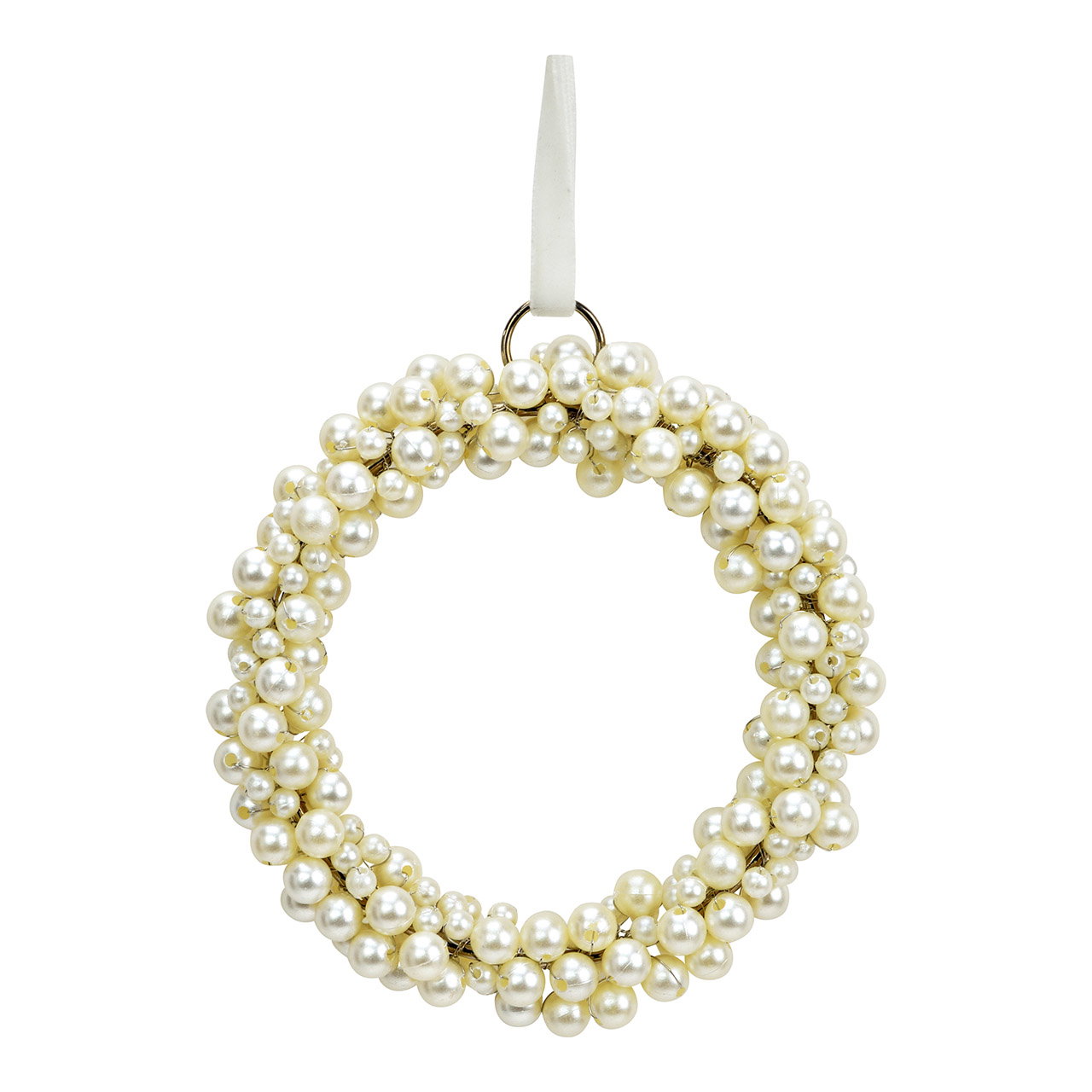 Perlenschmuck, Kreisring, Kunstperlen, Weiß, Anhänger