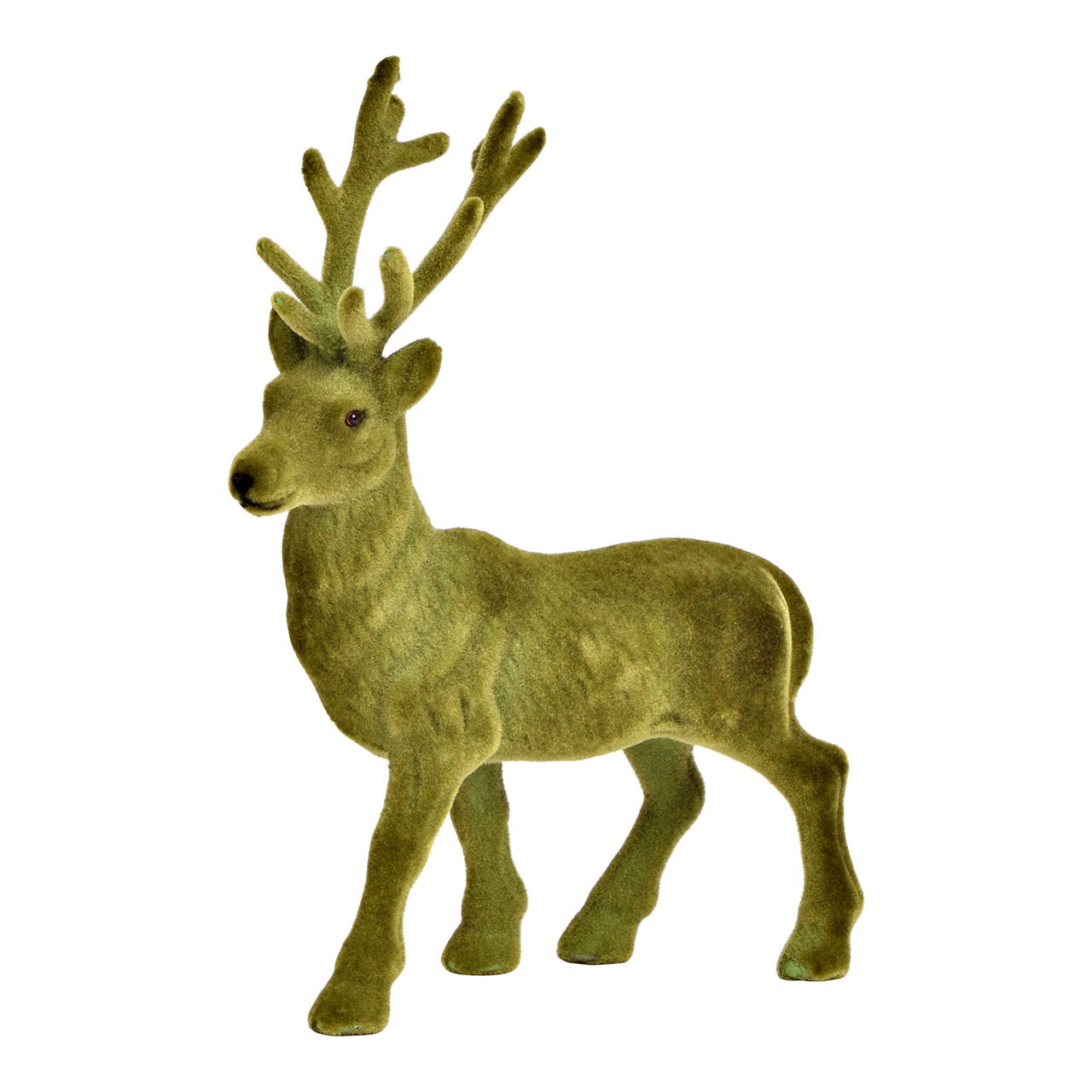 Deer flocked from plastic, green (W/H/D) 15x21x4cm